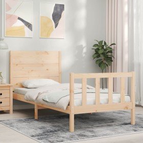Estructura de cama con cabecero madera maciza Estructura de cama con cabecero madera maciza