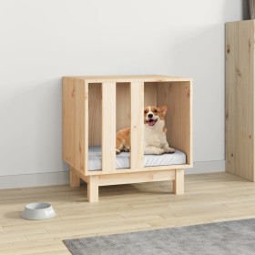 Caseta para perros madera maciza de pino 50x40x52 cm