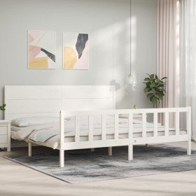 Estructura de cama sin colchón madera maciza blanca 200x200 cm en Camas y somieres | Comprar online en Foro24
