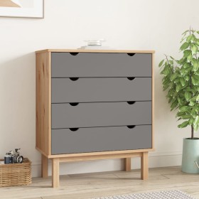 OTTA chest of drawers solid pine wood brown and gray 76.5x39.5x90 cm by vidaXL, Drawers - Ref: Foro24-348583, Price: 129,41 €...