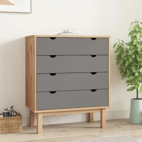 OTTA chest of drawers solid pine wood brown and gray 76.5x39.5x90 cm by vidaXL, Drawers - Ref: Foro24-348583, Price: 127,04 €...
