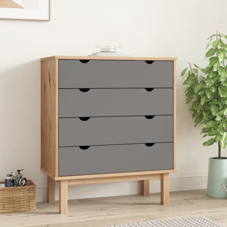 OTTA chest of drawers solid pine wood brown and gray 76.5x39.5x90 cm by vidaXL, Drawers - Ref: Foro24-348583, Price: 129,32 €...