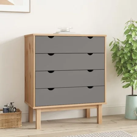 OTTA chest of drawers solid pine wood brown and gray 76.5x39.5x90 cm by vidaXL, Drawers - Ref: Foro24-348583, Price: 127,04 €...