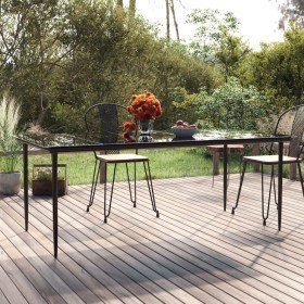 Mesa comedor jardín acero y vidrio templado negro 200x100x74 cm