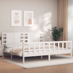 Estructura de cama sin colchón madera maciza blanca 200x200 cm en Camas y somieres | Comprar online en Foro24