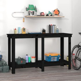 Banco de trabajo de madera maciza de pino negro 140x50x80 cm de vidaXL, Mesas de trabajo - Ref: Foro24-822510, Precio: 131,96...