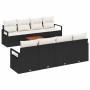 Conjunto de sofá de jardín con cojín 9 pcs Negro Poliratán