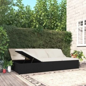 Tumbona convertible con cojines de ratán sintético negro von vidaXL, Betten im Freien - Ref: Foro24-317238, Preis: 397,78 €, ...