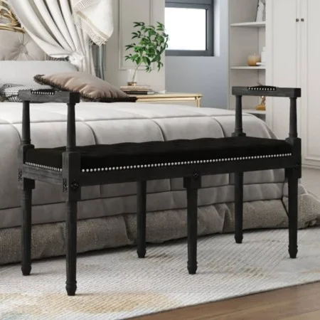 Banco de terciopelo negro 110x40x70 cm de vidaXL, Bancos - Ref: Foro24-344428, Precio: 99,56 €, Descuento: %