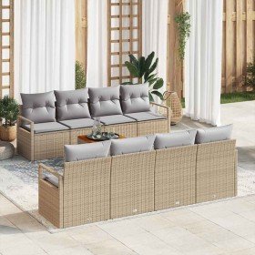 Conjunto de sofá de jardín con cojín 9 pcs Beige Poliratán Conjunto de sofá de jardín con cojín 9 pcs Beige Poliratán