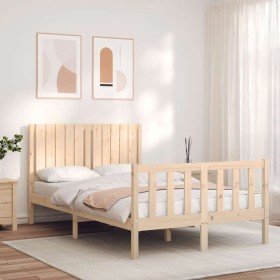 Estructura de cama de matrimonio con cabecero madera maciza Estructura de cama de matrimonio con cabecero madera maciza
