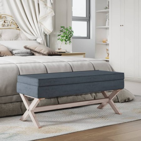 Dunkelgrauer Samthocker mit Stauraum 110x45x49 cm von vidaXL, Bänke für Hallen und Lager - Ref: Foro24-344526, Preis: 103,58 ...