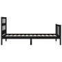 Estructura de cama individual con cabecero madera maciza negro