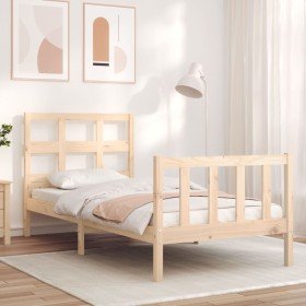 Estructura de cama con cabecero madera maciza Estructura de cama con cabecero madera maciza
