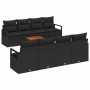 Conjunto de sofá de jardín con cojín 9 pcs Negro Poliratán