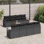 Conjunto de sofá de jardín con cojín 9 pcs Negro Poliratán