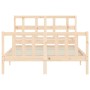 Estructura de cama de matrimonio con cabecero madera maciza