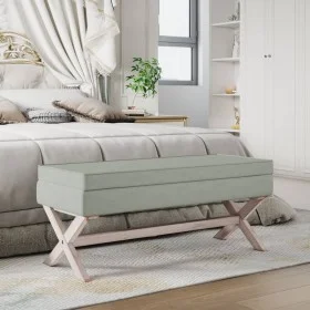 Hocker mit Ablage hellgrau Samt 110x45x49 cm von vidaXL, Bänke für Hallen und Lager - Ref: Foro24-344525, Preis: 119,92 €, Ra...