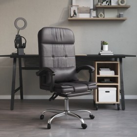 Silla de oficina reclinable masaje cuero sintético gris