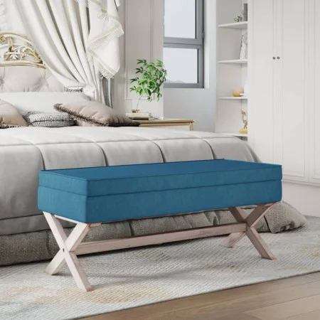 Hocker mit Stauraum aus blauem Samt, 110 x 45 x 49 cm von vidaXL, Bänke für Hallen und Lager - Ref: Foro24-344524, Preis: 119...