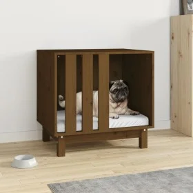 Hundebett aus massivem Kiefernholz, honigbraun, 60 x 45 x 57 cm von vidaXL, Hundehütten - Ref: Foro24-822479, Preis: 82,11 €,...