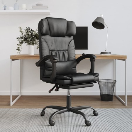 Silla de oficina reclinable cuero sintético negro de vidaXL, Sillas de oficina - Ref: Foro24-349733, Precio: 135,51 €