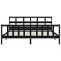 Estructura de cama con cabecero madera maciza negro 200x200 cm
