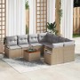 Conjunto de sofá de jardín con cojín 9 pcs Beige Poliratán
