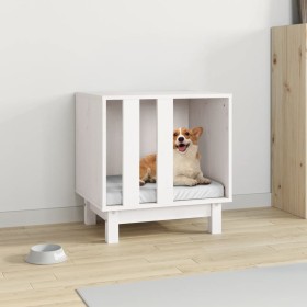 Caseta para perros madera maciza de pino blanco 50x40x52 cm