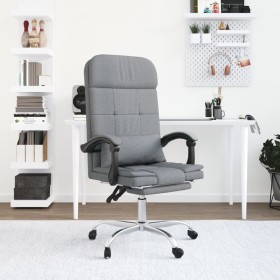 Silla de oficina reclinable con masaje de tela gris claro