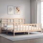 Estructura de cama sin colchón madera maciza de pino 200x200 cm