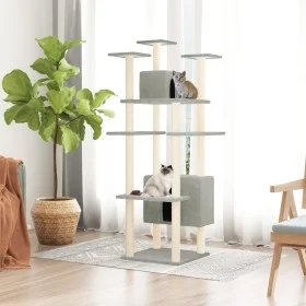 Cat scratching post with light gray sisal posts 162 cm by vidaXL, Cat furniture - Ref: Foro24-171634, Price: 67,11 €, Discoun...