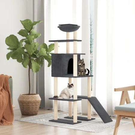 Cat scratching post with dark gray sisal posts 166 cm by vidaXL, Cat furniture - Ref: Foro24-171683, Price: 82,63 €, Discount: %