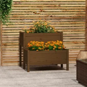 Honey brown solid pine wood planter 84.5x84x75 cm by vidaXL, Pots and planters - Ref: Foro24-822260, Price: 94,33 €, Discount: %