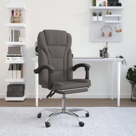 Silla de oficina reclinable de tela gris oscuro