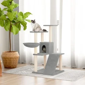 Rascador para gatos con postes de sisal gris claro 94 cm de vidaXL, Mobiliario para gatos - Ref: Foro24-171703, Precio: 53,66...