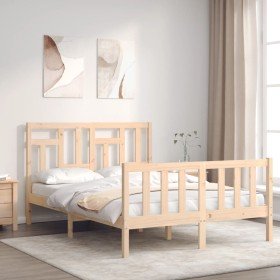 Estructura de cama de matrimonio con cabecero madera maciza en Camas y somieres | Comprar online en Foro24