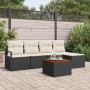 Conjunto de sofá de jardín con cojín 6 pcs Negro Poliratán