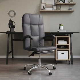 Silla de oficina reclinable cuero sintético gris