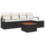 Conjunto de sofá de jardín con cojín 6 pcs Negro Poliratán