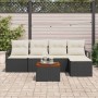 Conjunto de sofá de jardín con cojín 6 pcs Negro Poliratán