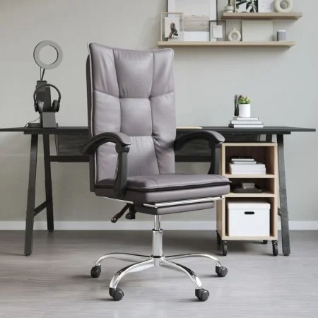 Reclining office chair in gray synthetic leather by vidaXL, Office chairs - Ref: Foro24-349755, Price: 94,28 €, Discount: %