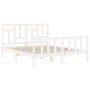 Estructura de cama matrimonio con cabecero madera maciza blanco