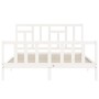 Estructura de cama matrimonio con cabecero madera maciza blanco