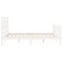 Estructura de cama matrimonio con cabecero madera maciza blanco