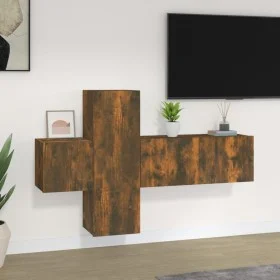 TV-Möbelset 3-teilig aus geräuchertem Eichensperrholz von vidaXL, TV-Möbel - Ref: Foro24-3120224, Preis: 83,70 €, Rabatt: %