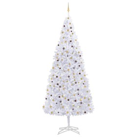 Árbol de Navidad artificial con LED y bolas blanco 500 cm