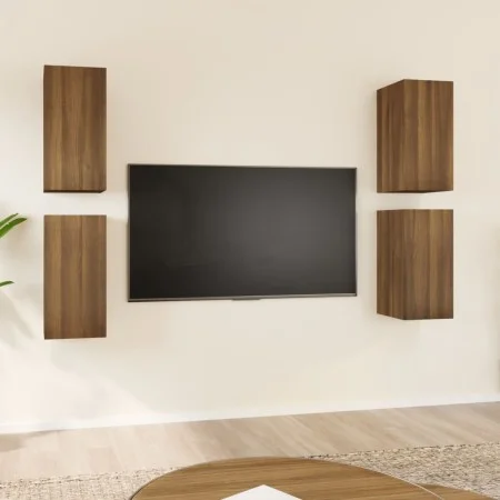 Muebles TV 4 uds madera contrachapada marrón roble 30,5x30x60cm de vidaXL, Muebles TV - Ref: Foro24-3120328, Precio: 94,51 €,...