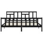 Estructura de cama con cabecero madera maciza negro 200x200 cm