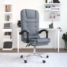 Silla de oficina reclinable con masaje terciopelo gris oscuro